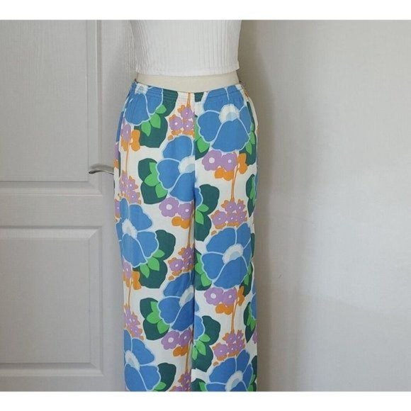 ZARA Floral Straight Leg Pants Groove Retro Bohemiam Hippie - Picture 6 of 11